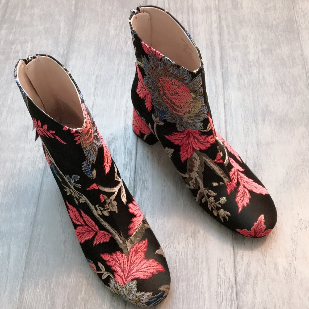 ZARA Jacquard Ankle Boots:Black, US 8/EUR 39